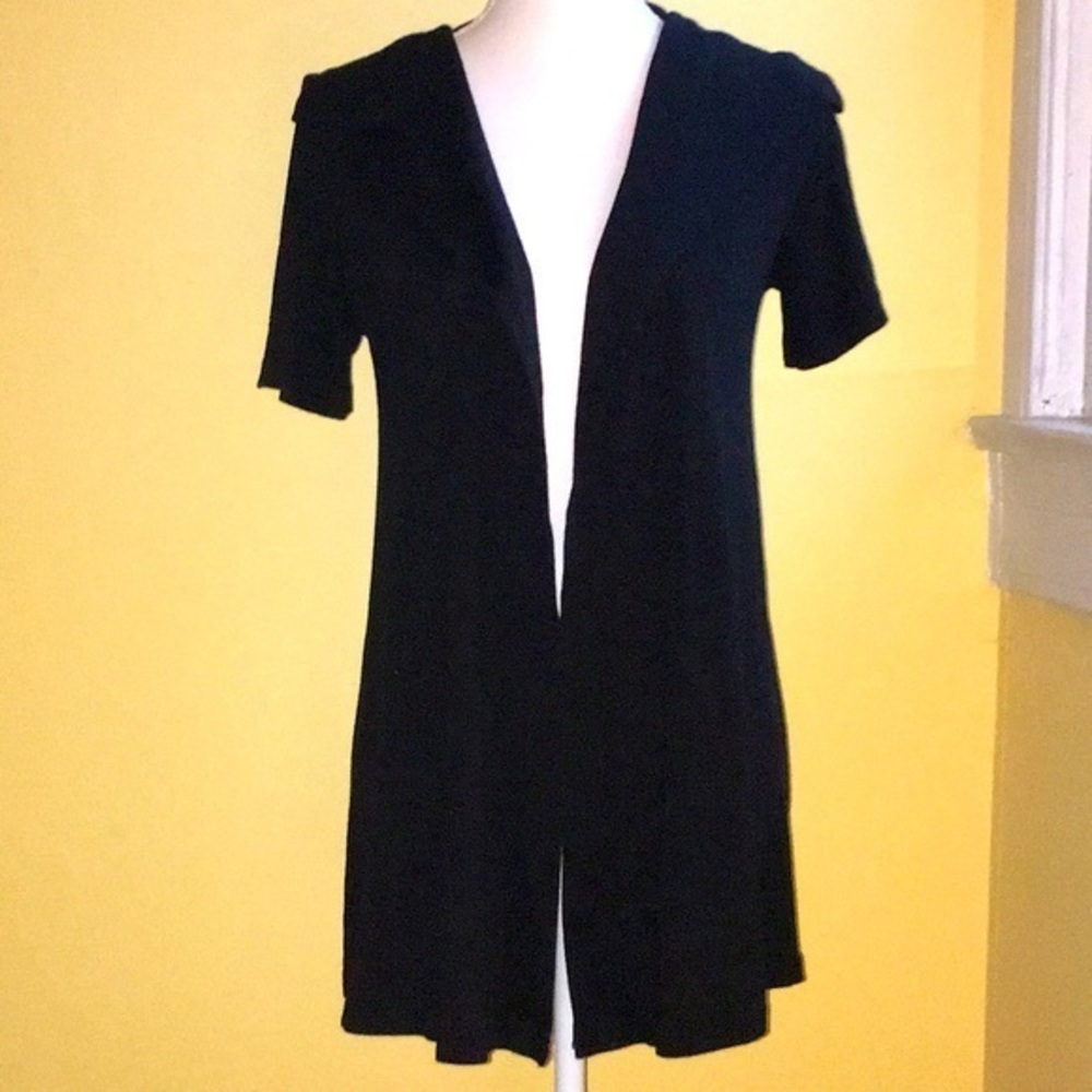 Michael Stars black hooded short‎ sleeved cardigan